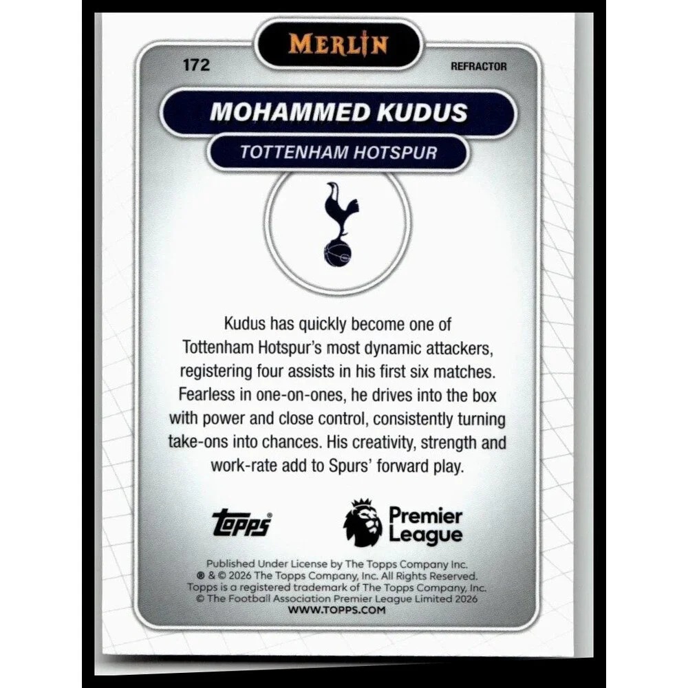 2026 Merlin Premier League #172 Mohammed Kudus Refractor
